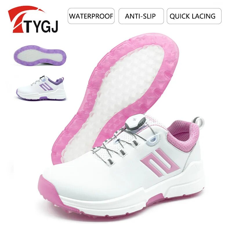 TTYGJ Women's Waterproof Breathable Golf Sneakers with Anti-Skid Design