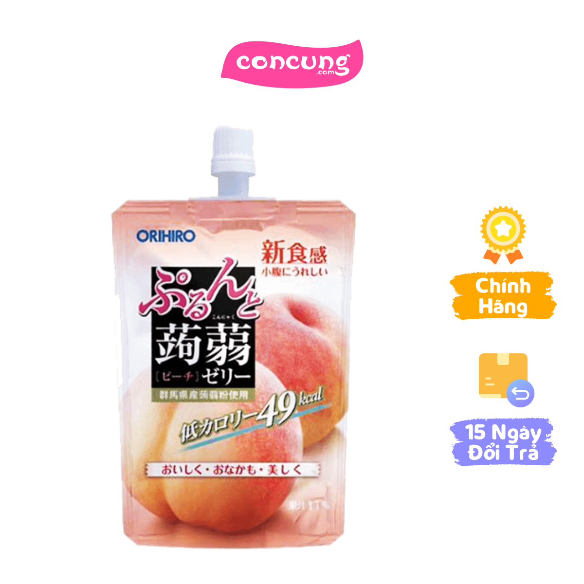 Thạch Orihiro vị đào dạng túi đứng 130g