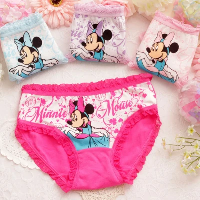 A set of 4pcs] 100% Cotton Underwears Girls Children Kids Baby Babies Minnie Shorts Briefs Panties Frozen Hello Kitty Pony [GGT04]