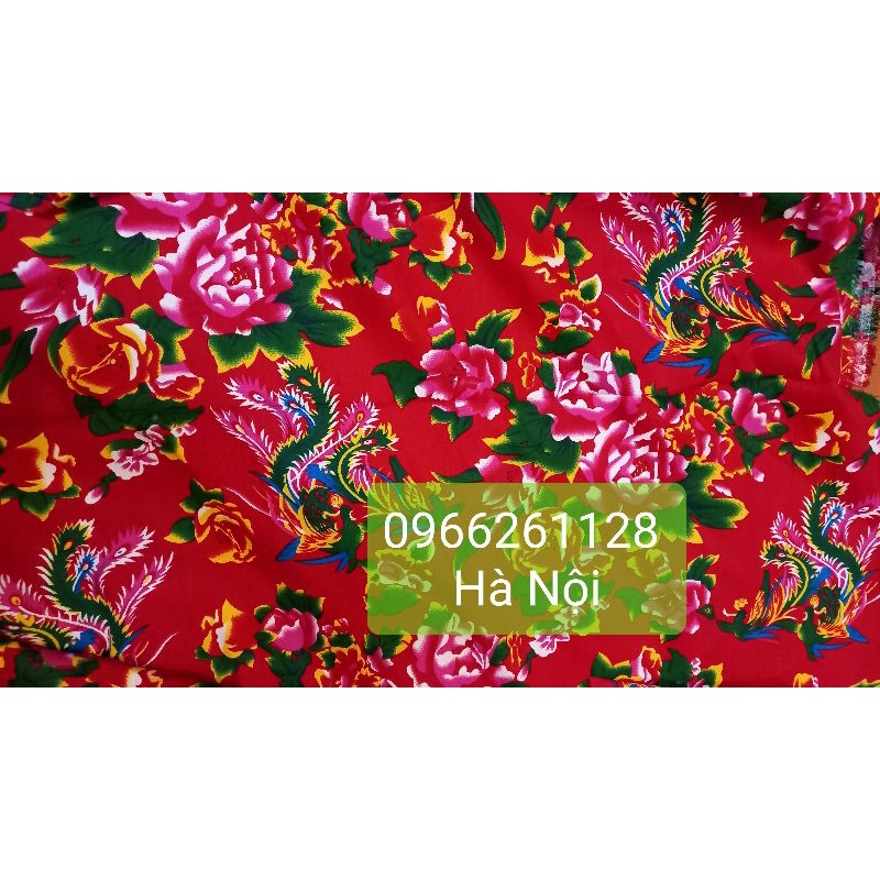 Vải Con Công Vải Hoa Tiết Con Công hàng Loại 1  màu Đỏ Dùng Để Trang Trí Tết Khăn Trải Bàn Con Công decor trang trí Tết làm rèm