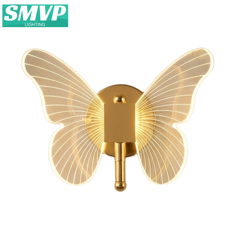 SMVP LED Modern Minimalist Wall Lamp Butterfly Nordic Style Bedroom Lamp Staircase Corridor Living Room Indoor Bedside Lamp 10W Tri Color Dimming 110V-220V