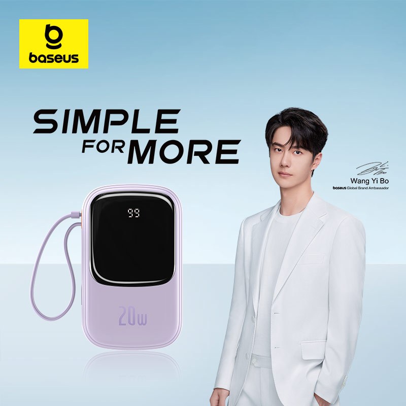 [Bộ sưu tập Vương Nhất Bác] Pin sạc dự phòng Baseus 20000mAh PD tích hợp sẵn cáp cho điện thoại