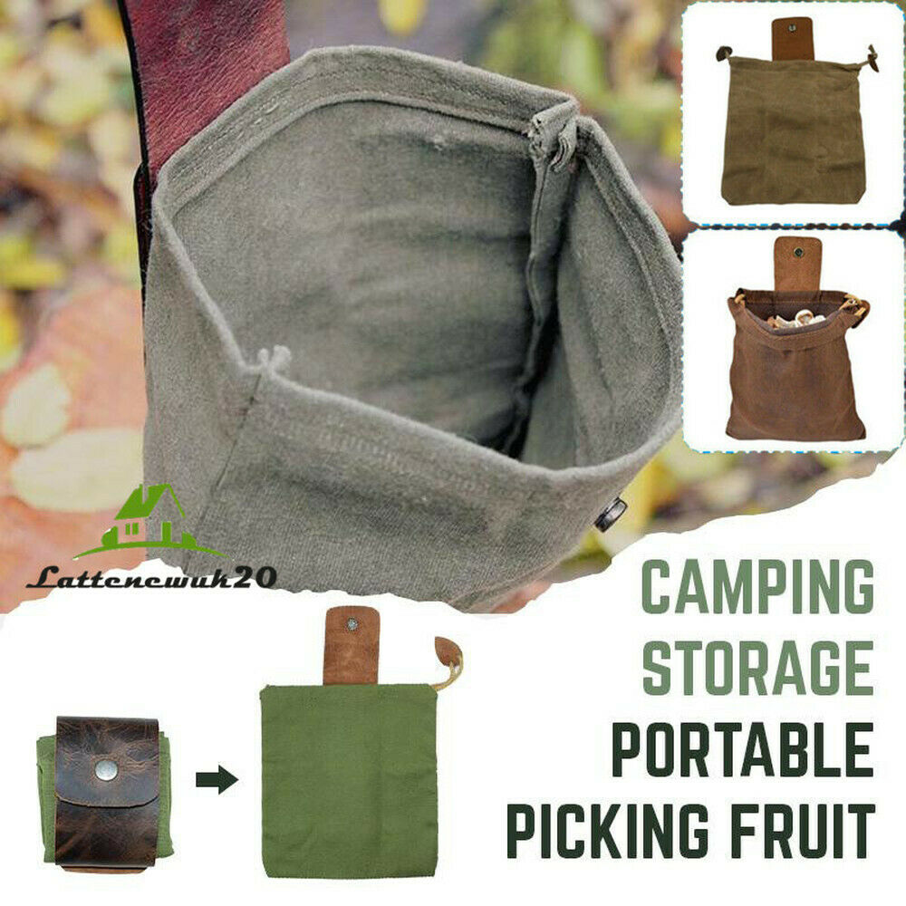 GAYE SPORTS Pouch Outdoor Stash Bag Drawstring Fruit Picking Bag Leather Cover Canvas Bushcraft Bag Garden Tools
