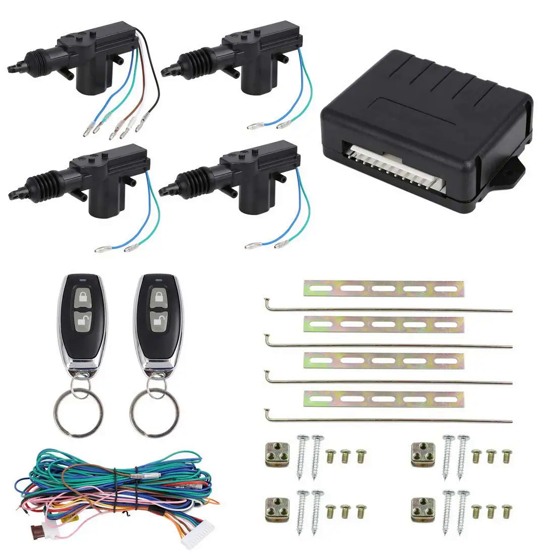 Uxcell 4 cửa ra vào xe xe khóa trung tâm khóa Keyless hệ thống nhập Kit với điều khiển từ xa