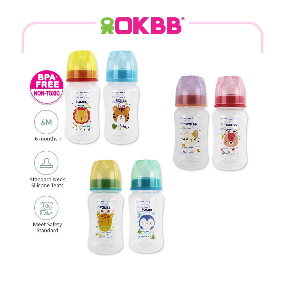 OKBB Cartoon Character Drinking Bottle Cup with Wide Neck Teats Feeding  Essentials 240ml TC006