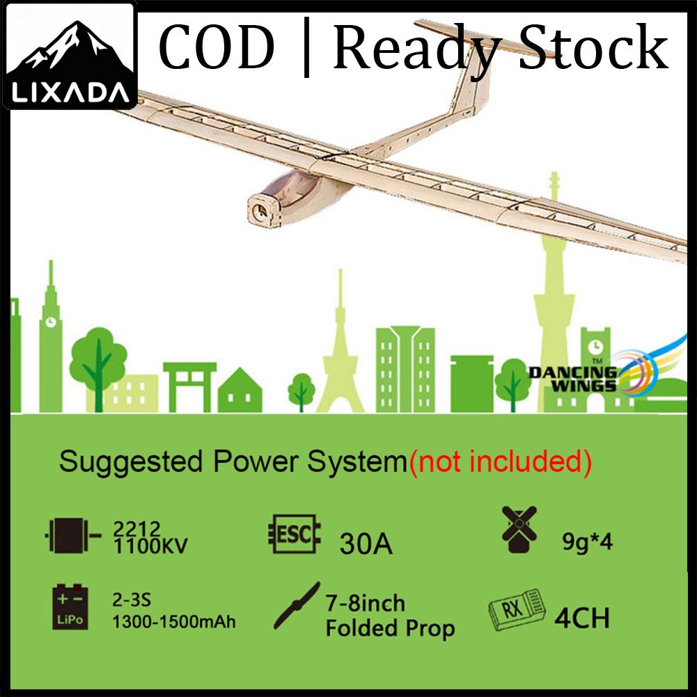 LIXADA HUIOP Mini FIXED-Wing Dancing HOBBY Balsa RC เครื่องร่อนเครื่องบิน 1550 มม.เครื่องบิน DIY ชุด ราคา 3,505 บาท*ส่งฟรี