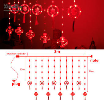 Đèn lồng năm mới Đèn dây không khí ngoài trời đèn trang trí xiaozhubangchu chúc mừng năm mới đèn lồng đỏ đèn rèm Lễ Hội Mùa Xuân