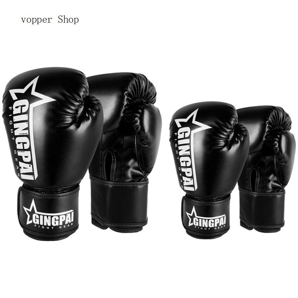 VOPPER PU Leather Boxing Gloves Breathable Foam Padded Kick Boxing Gloves
