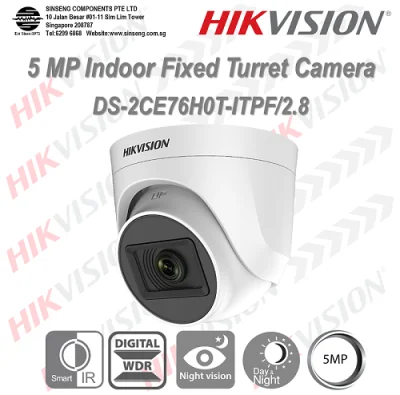 Hikvision 5MP 2.8mm Smart IR Turret/Dome CCTV Camera (2560 × 1944 Resolution, 4 in 1 video output (switchable TVI/AHD/CVI/CVBS)