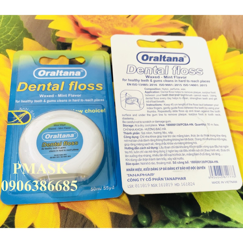 Chỉ nha khoa Oraltana 50m/ Cuộn - Chỉ nha khoa hương bạc hà Oraltana Dental Floss Tanaphar
