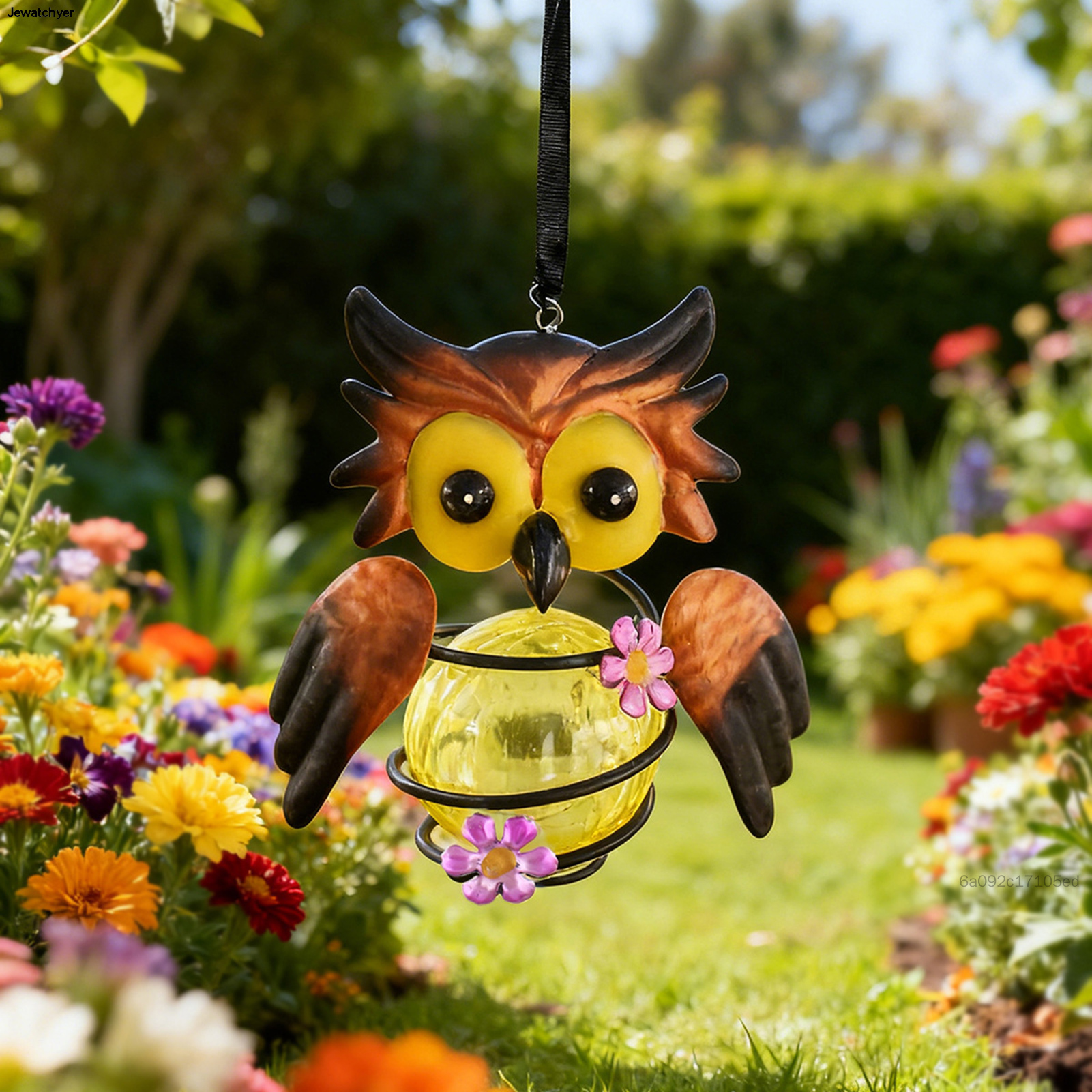 Solar Owl Garden Light Ngoài trời Sắt Đèn trang trí LED Cảm biến tự động Cổ phần chống nước