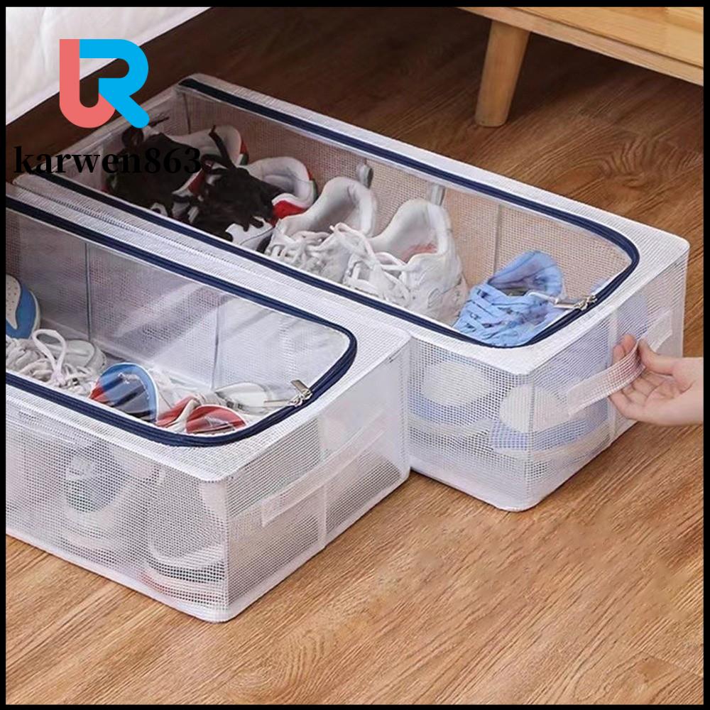KARWEN863 PVC Hộp tổ chức giày Khung thép Không cần cài đặt Hộp phân loại giày Trong suốt Giá để giày xếp gọn
