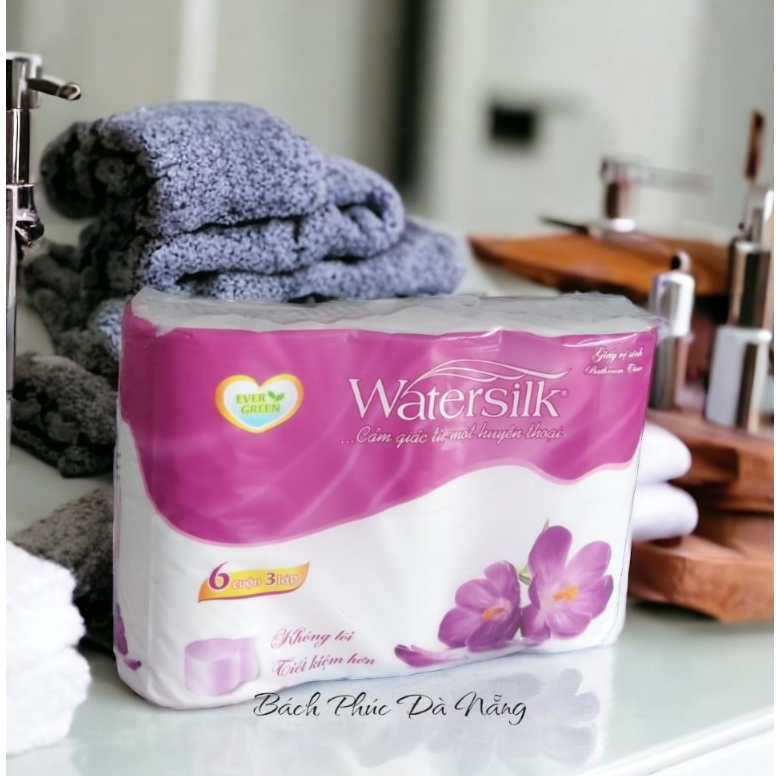 Giấy Vệ Sinh Watersilk 36m V 6 cuộn và 10 Cuộn 3 Lớp - Pha chế Bách Phúc Đà Nẵng