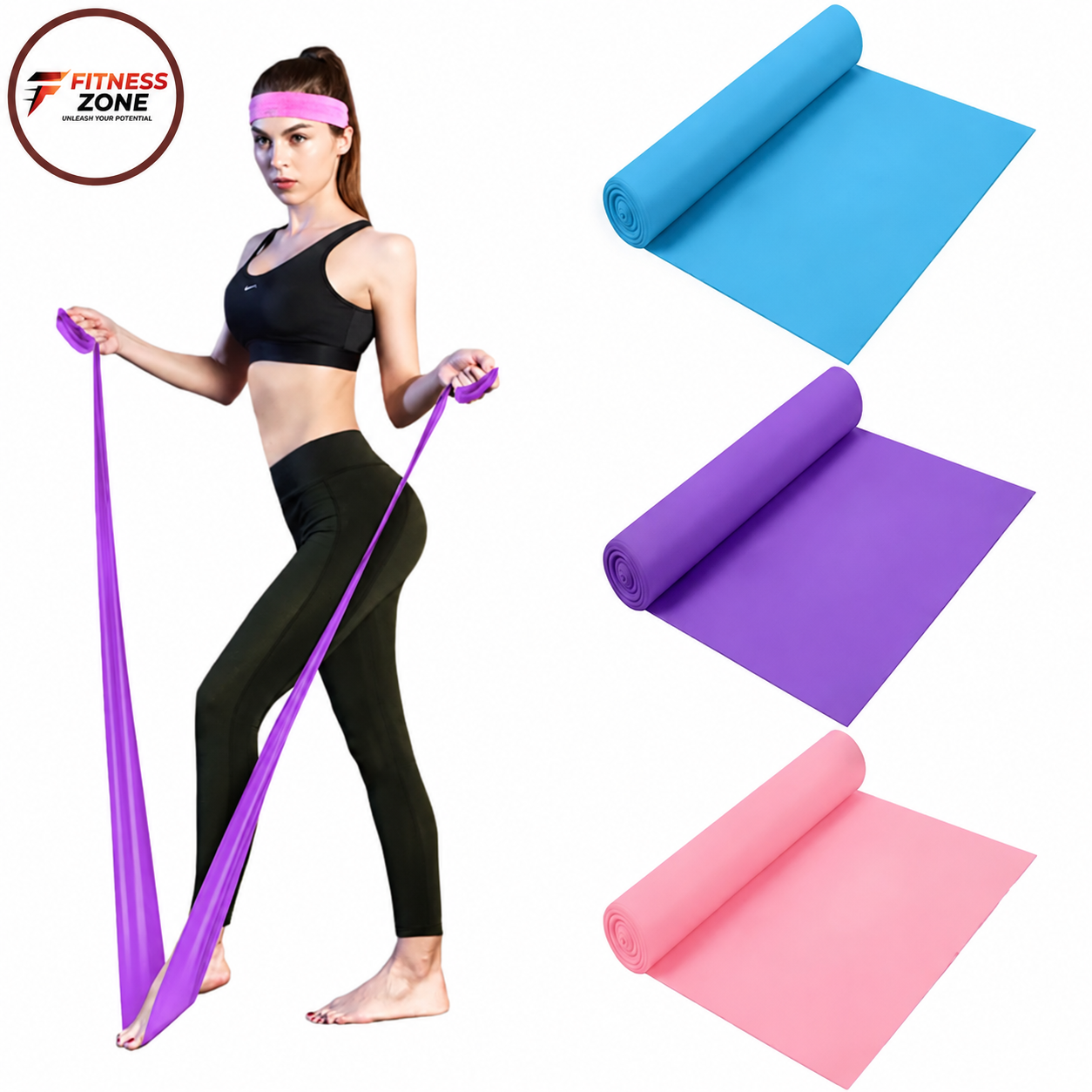 Resistance Bands Set of 3 (Light, Medium & Heavy) – Full Body Workout Exercise Bands for Strength Training, Yoga, Pilates, Physical Therapy, Weight Loss & Home Gym Fitness Equipment