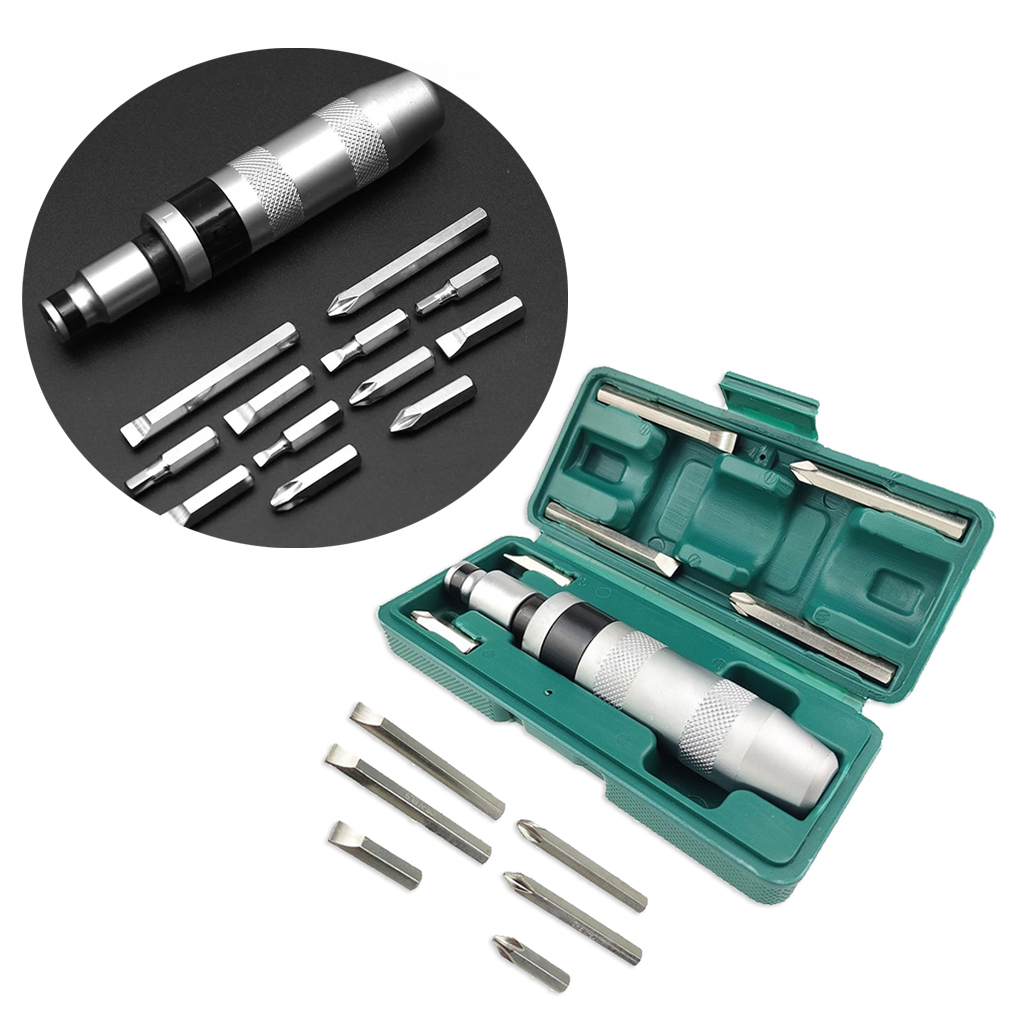 Bộ tô vít đóng đảo chiều, 6 đầu đóng chất liệu hợp kim thép và inox, chi tiết thép S2 siêu cứng, có mũi vít nhổ ốc gãy