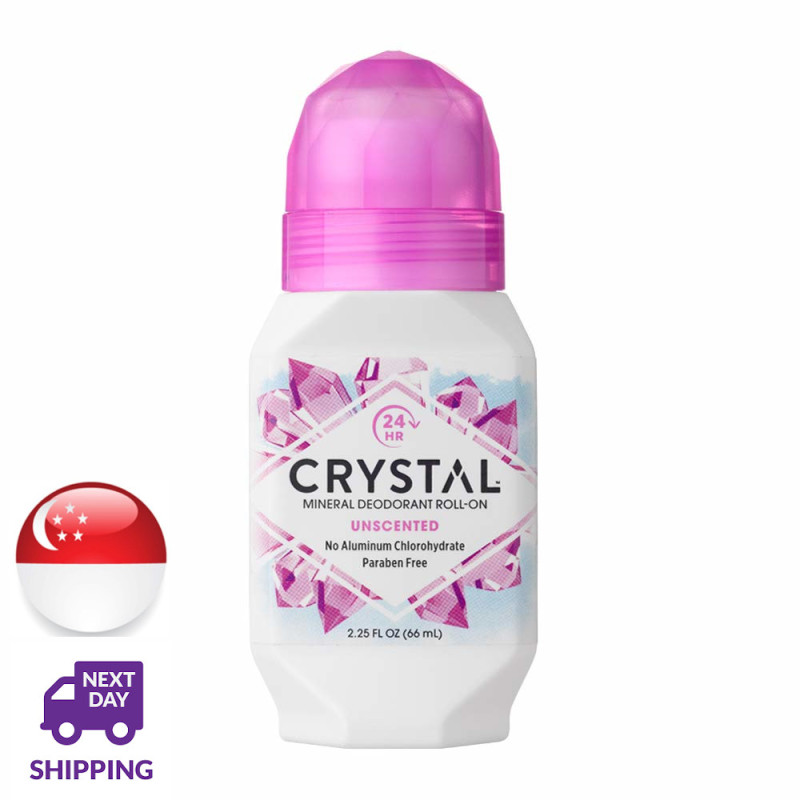 Buy CRYSTAL Mineral Deodorant Roll-On Unscented Body Deodorant 24-Hour Odor Protection (66 ml) Singapore