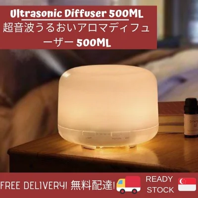 Ultrasonic Air Humidifier / Aroma Essential Oil Diffuser / Ultrasonic Diffuser / Air Purifier and Humidifier 500ml Mist Maker Purifier Warm White Led Night light for Office Home 500ml – Special Deal
