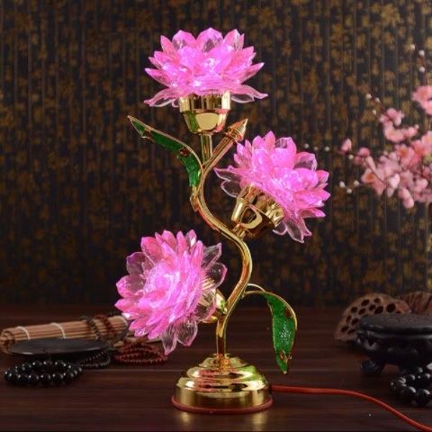 LED Plug-in Guanyin Colorful Lotus Lamp Buddha First Three-level Lamp LED Lamp Buddha Lamp Everlasting Lamp Color-changing Lotus Lamp New Style
