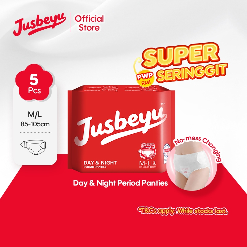Jusbeyu Sanitary Panties 卫生裤 Tuala Wanita Jenis Seluar (1Pack) - Jenama Jusbeyu Harga 14 Ringgit*Penghantaran Percuma