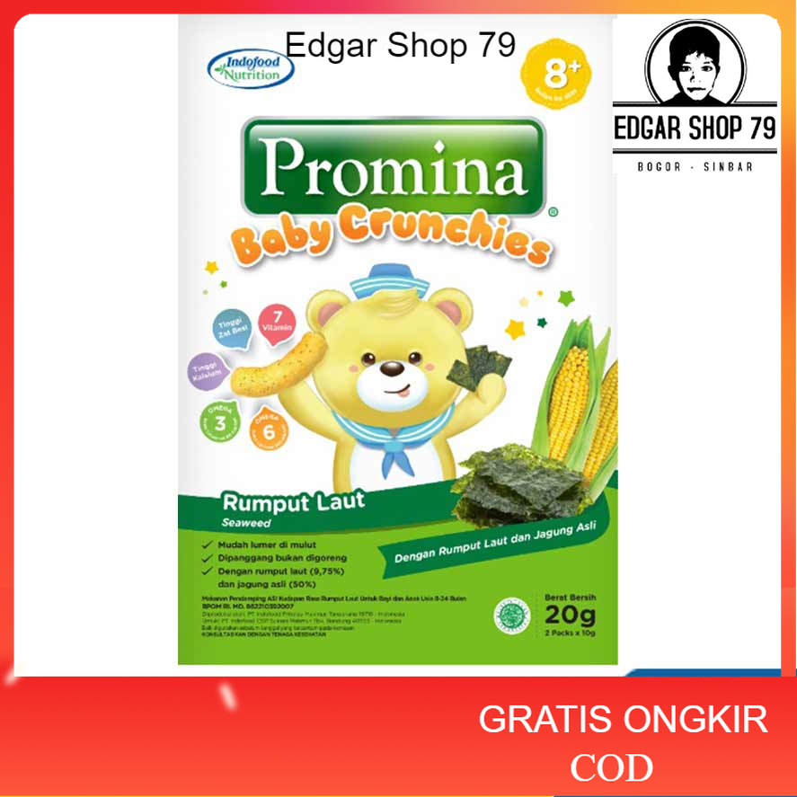 Promina Crunchies 20g Cheddar Rumput Laut Ayam Brokoli Makanan Cemilan MPASI Bayi