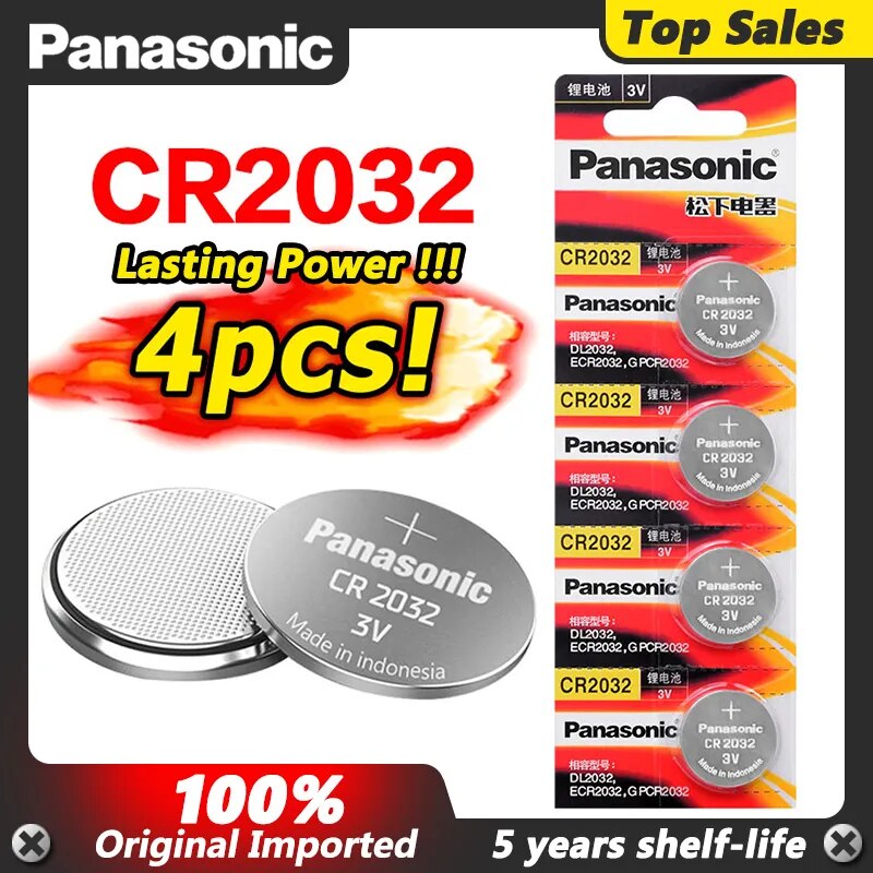 Đèn Flash bán Panasonic 4PC ban đầu CR2032 DL2032 ECR2032 5004LC kcr2032 BR2032 3V nút đồng xu-hoạt động Đồ chơi xe hơi