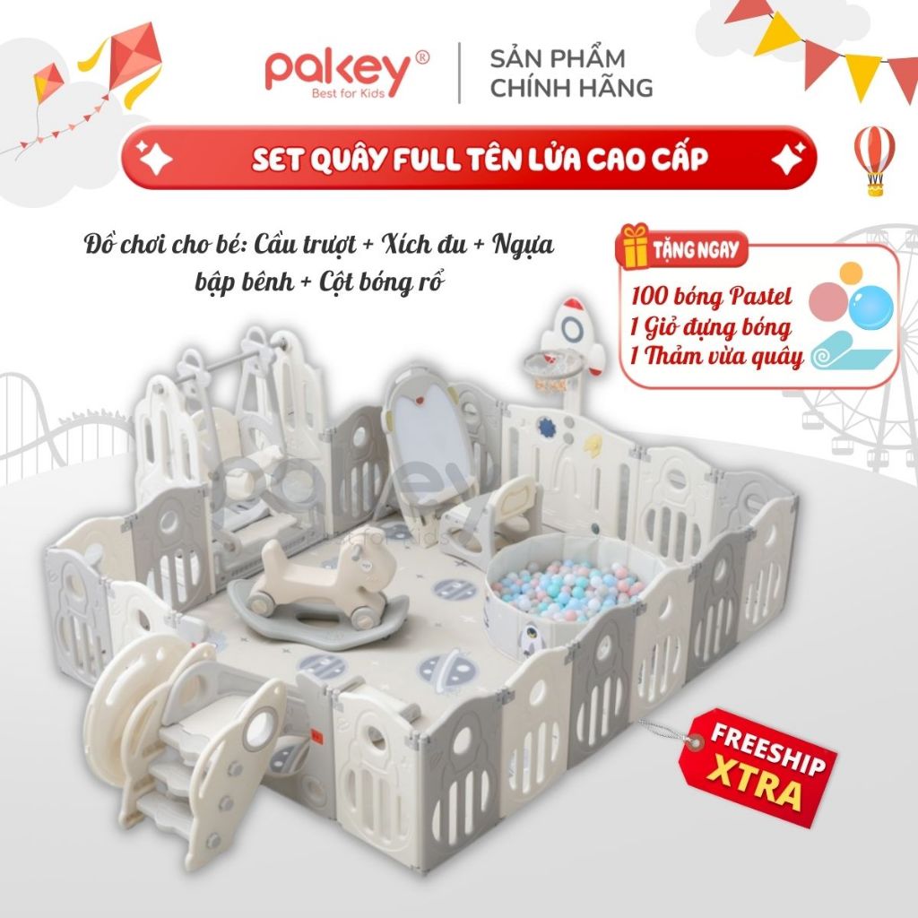 2025Quây Cũi Nhựa Full Set Cho Bé Hình KÈM Cầu Trượt + Xích Đu + Ngựa Bập Bênh, Quây Cũi Cao Cấp Hàn