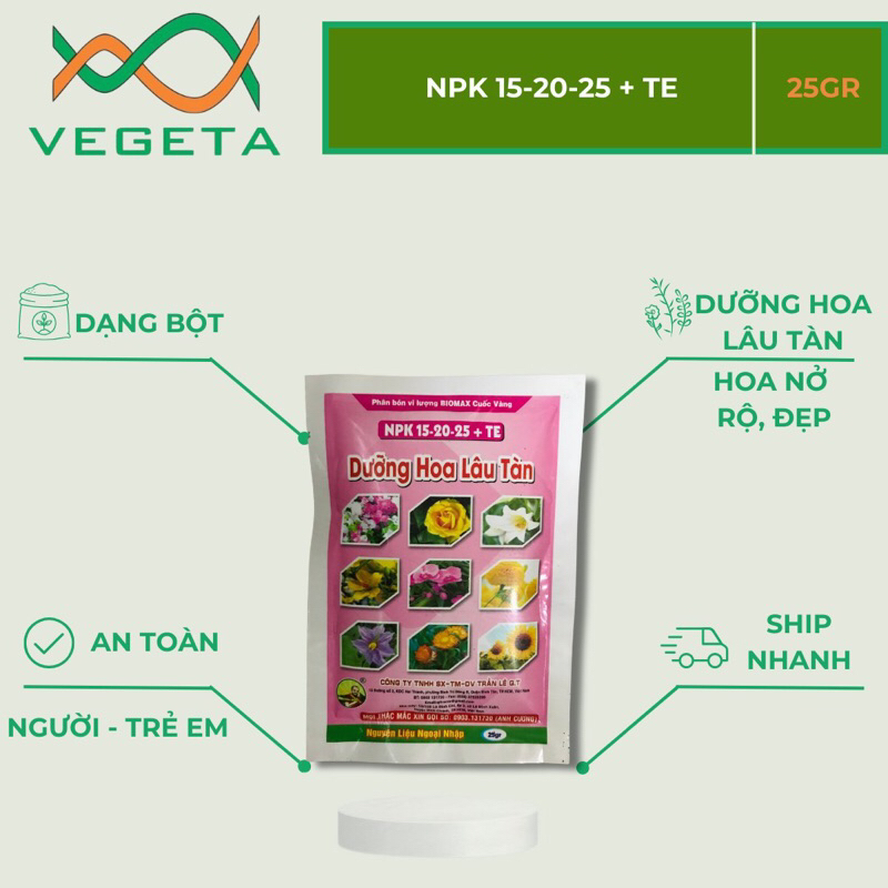 Dưỡng hoa lâu tàn gói 25g - vegetashop - phân bón cuốc vàng