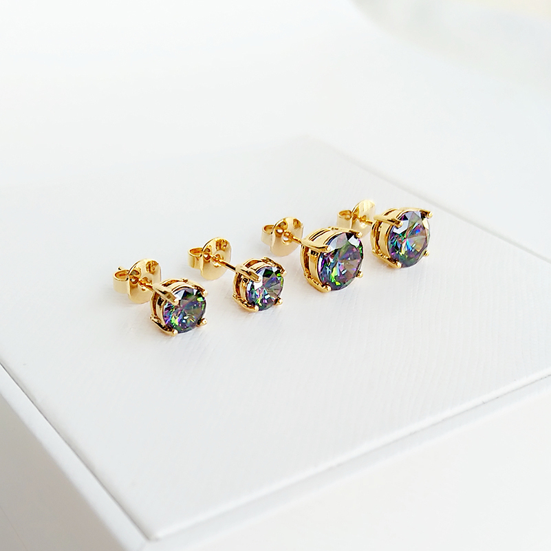 Nhập khẩu áo pha lê bông tai Zirconium vuông nam và nữ khí chất sinh viên S925 bạc Sterling đơn giản Nhật Bản và Hàn Quốc Quà Tặng
