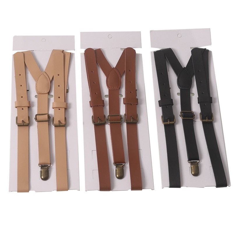 Phong cách Anh Quốc 3 Clip Đai Quần Chữ Y Nam cổ điển có thể điều chỉnh 2nd Tier da bò cao bồi da thật treo dây đeo bằng đồng quần niềng răng