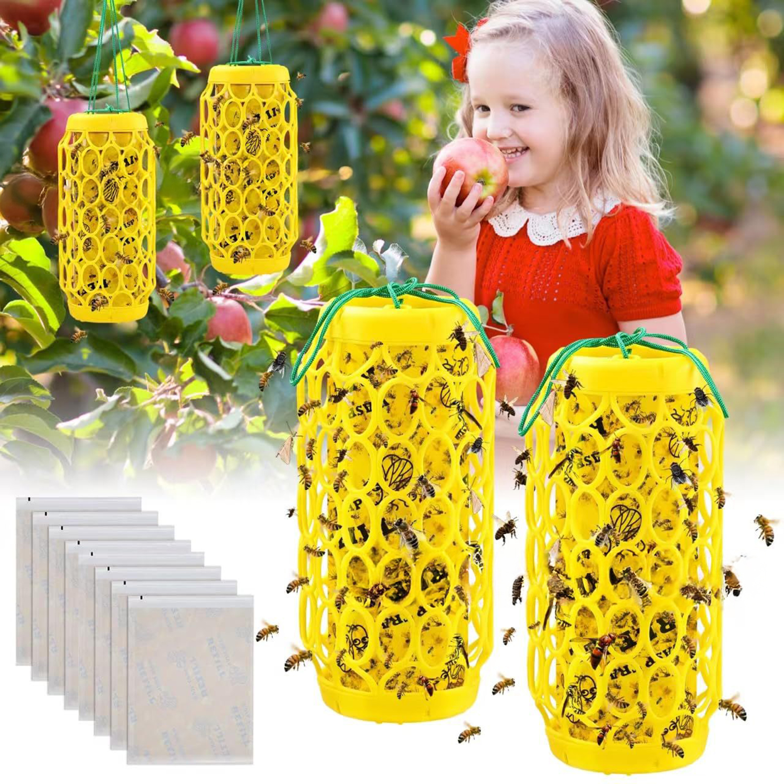 Xiaxuannai Côn Trùng Dính Bẫy Màu Sắc Tươi Sáng Bee Attractor Hiệu Quả Thân Thiện Với Môi Bẫy Dễ dàng lắp đặt Trong Nhà/Ngoài Trời Bee Catcher