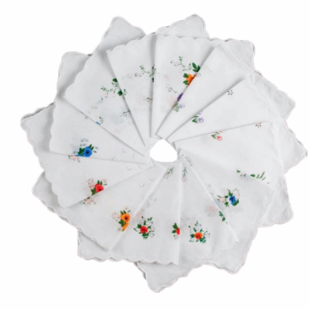 SQUAD 12Pcs Thấm hút mồ hôi Khăn tay in hình cho phụ nữ Phong cách cổ điển 28x28cm Khăn tay vuông Có thể tái sử dụng Thoáng khí Khăn mồ hôi mỏng Dụng cụ nhà bếp - 3