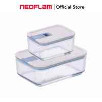 Neoflam Perfect Seal Borosilicate Glass Storage Containers | Airtight | 1-hand open close lid | Microwave Oven Safe