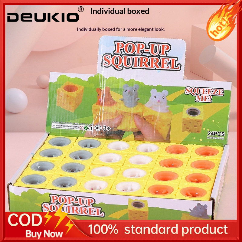 DEUKIO (1 Pcs) Pressure Reduction Toy Pop-up Squirrel Squeezing Toy Fun Squeeze Decompression Toy ราคา 35 บาท*ส่งฟรี
