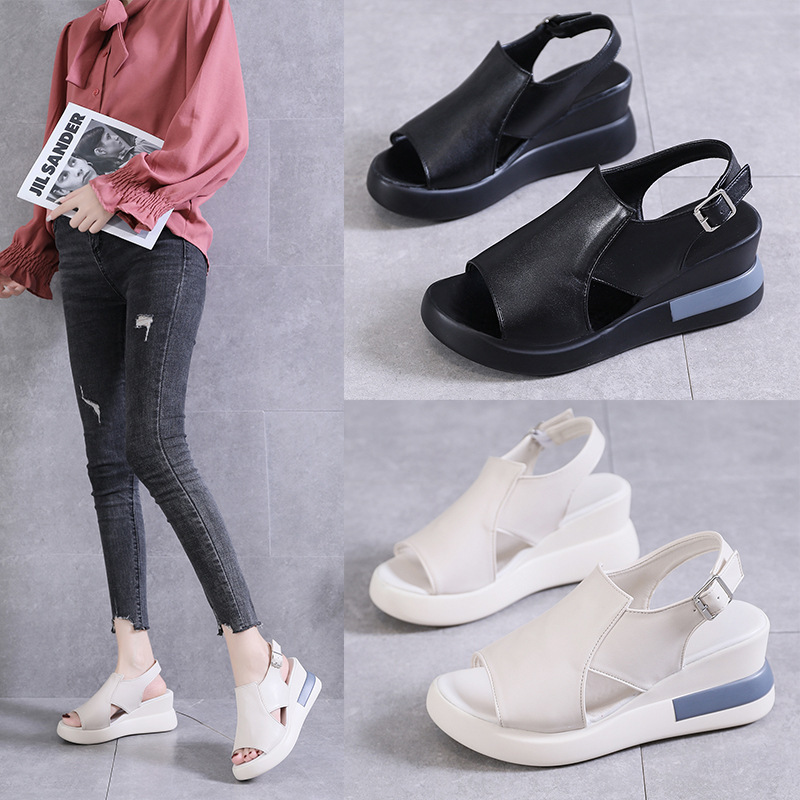 Dép Lê Đế Xuồng Cỡ Lớn 36-43 Ngoại Thương Dép Lê Cao Gót Nữ Cổ Tích Miệng Cá Thường Ngày Đế Bánh Xốp Mẫu Mới Mùa Hè