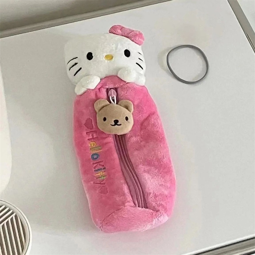 Yuyqaw Kawaii Hello Kitty Bút Chì Trường Hợp Anime búp bê vải nhung Túi bút hoạt hình Sinh Viên sức chứa lớn Văn Phòng Phẩm Túi lưu trữ đồ dùng học tập Cô Gái Quà Tặng