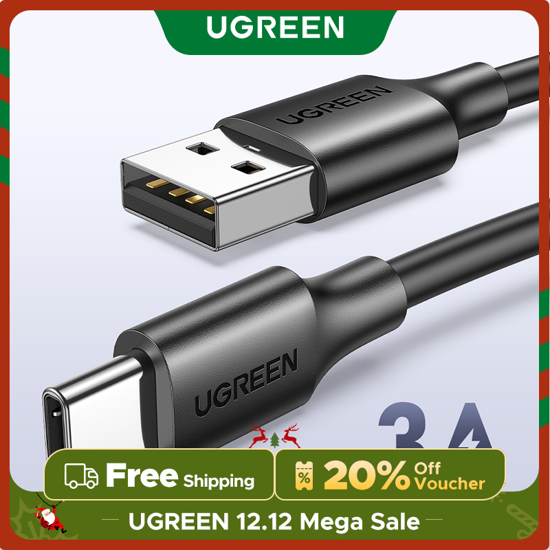 UGREEN áp sạc USB 3A sang USB C ạc nhanh cho Samsung S21 Xiaomi 11 Pro for Samsung S25 S23 S22 Xiaomi 11t  12t Pro USB Type C Data Charging Cable USB C Model:60116