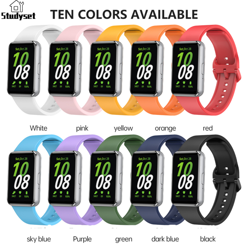 Studyset IN stock Silicone Strap Smart Watch Bracelet Replacement Strap Wristband With Fixed Buckle Compatible For Galaxy FIT 3 Smartwatch ราคา 65 บาท*ส่งฟรี