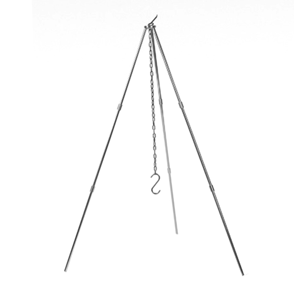 Tam giác hỗ trợ xách tay nấu ăn ngoài trời Tripod Dây chuyền xích bằng thép không gỉ nồi nấu ăn khung công cụ dã ngoại nấu ăn thiết bị