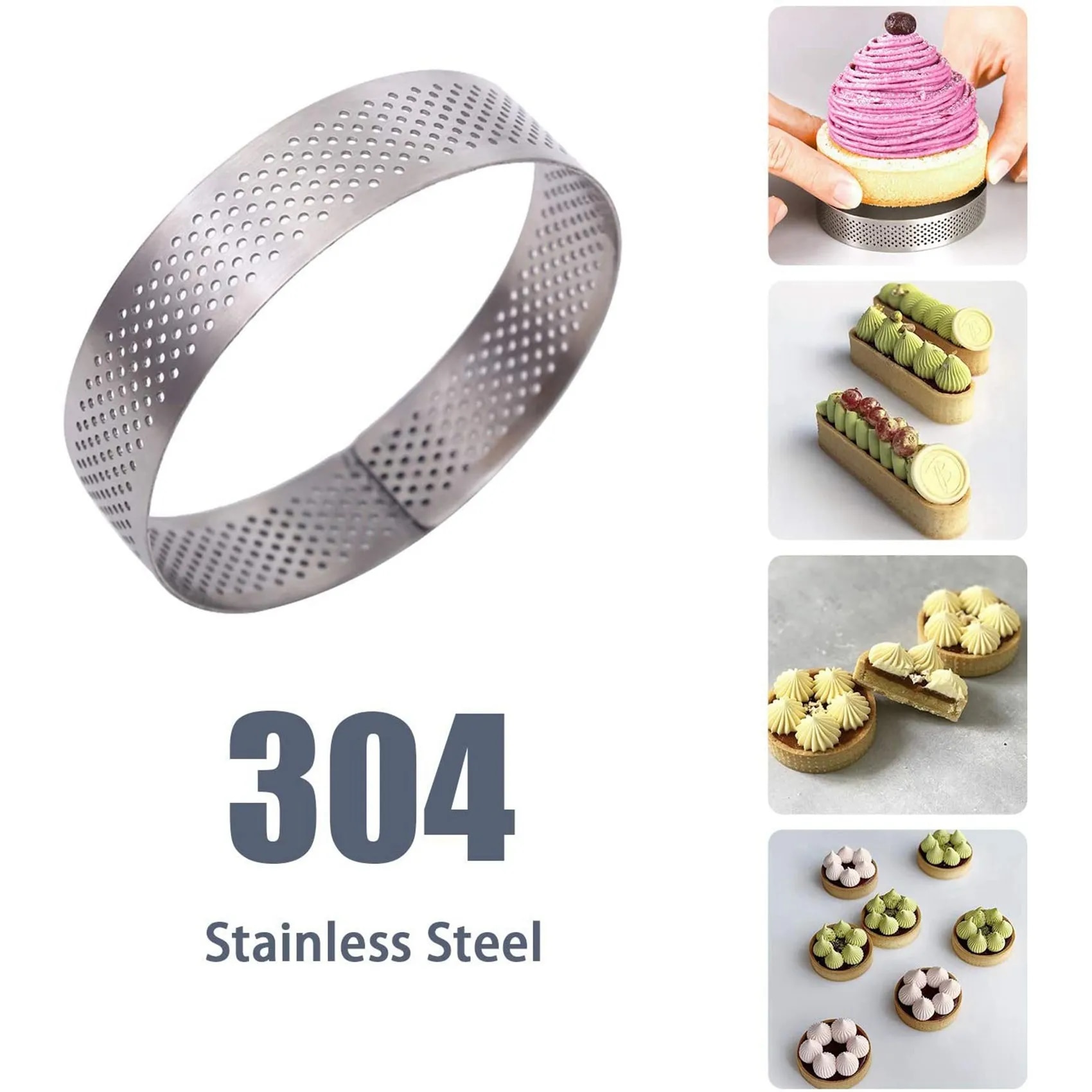 【NEW】 20pcs 4.5cm Stainless Perforated Seamless Tart Ring Quiche Ring Tart Pan Pie Tart Ring With Ho