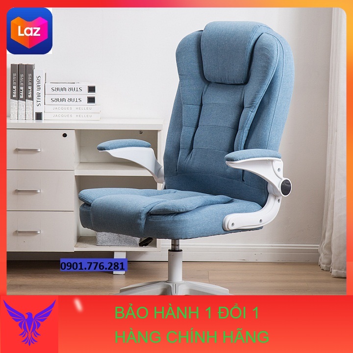 Ghế xoay văn phòng cao cấp , đệm cao su non êm ái , bọc vải nỉ thoáng mát mềm mịn , tay có thể điều chỉnh