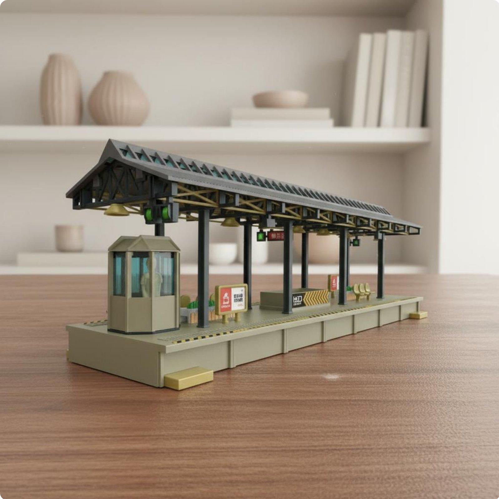 Miracle Shining HO Scale Train Station Railway Stage Realistic Details HO Scale Station Railway Stage Detailed Design Miniature Train Stop for Collectors ราคา 15,741 บาท*ส่งฟรี
