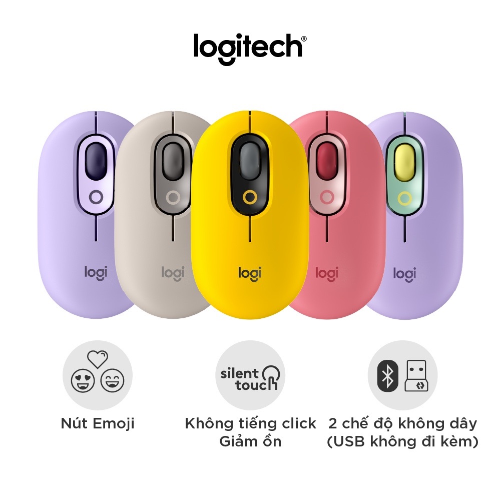 Chuột không dây Logitech POP MOUSE với emoji có thể tùy chỉnh - Hàng Chính Hãng