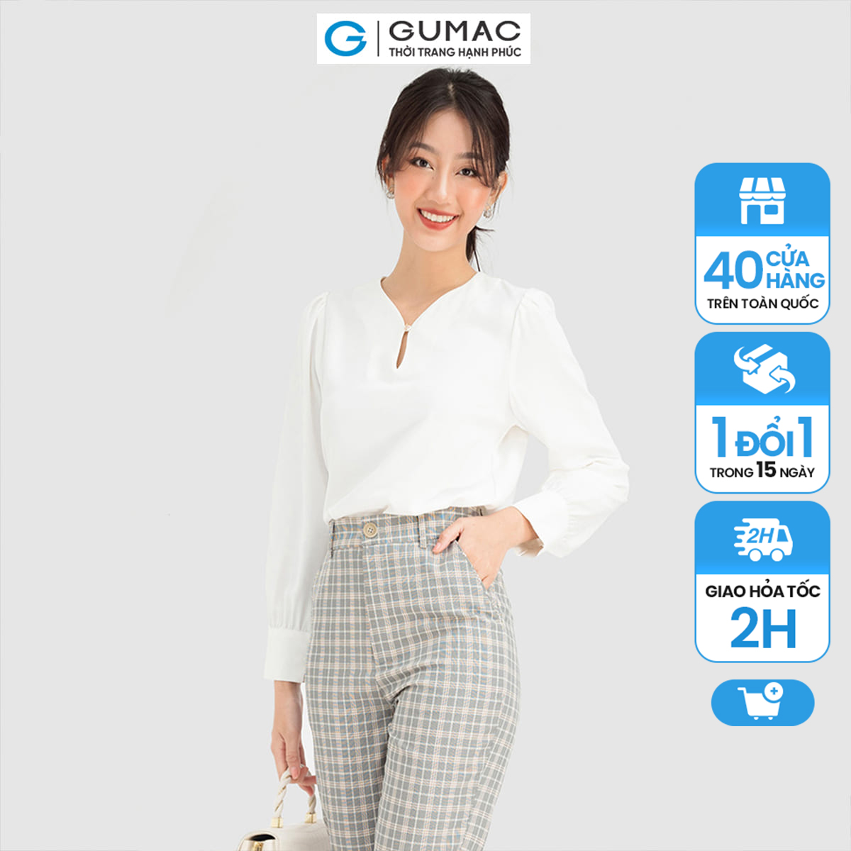 Áo sơ mi nữ gumac ac07052 , áo sơ mi công sở chất liệu lụa nhật thời trang