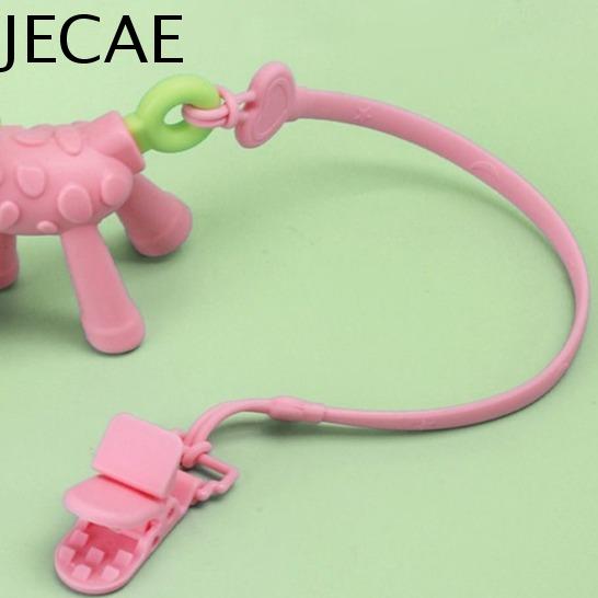 JECAE Cấp thực phẩm Kẹp giữ núm vú giả Silicone Không chứa BPA Chuỗi núm vú giả cho bé Đầy màu sắc Chống mất Dây đeo đồ chơi mọc răng cho bé Trẻ em