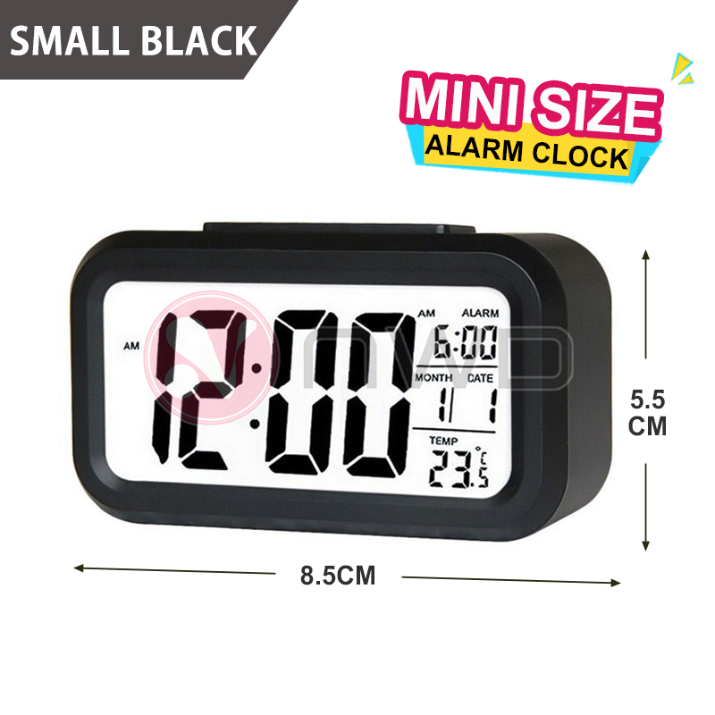 《 𝗔𝗨𝗧𝗢 𝗦𝗘𝗡𝗦𝗢𝗥 》Digital LCD Smart Temperature Mute Backlight Alarm Clock Snooze Temperature Date Student Jam Meja 闹钟