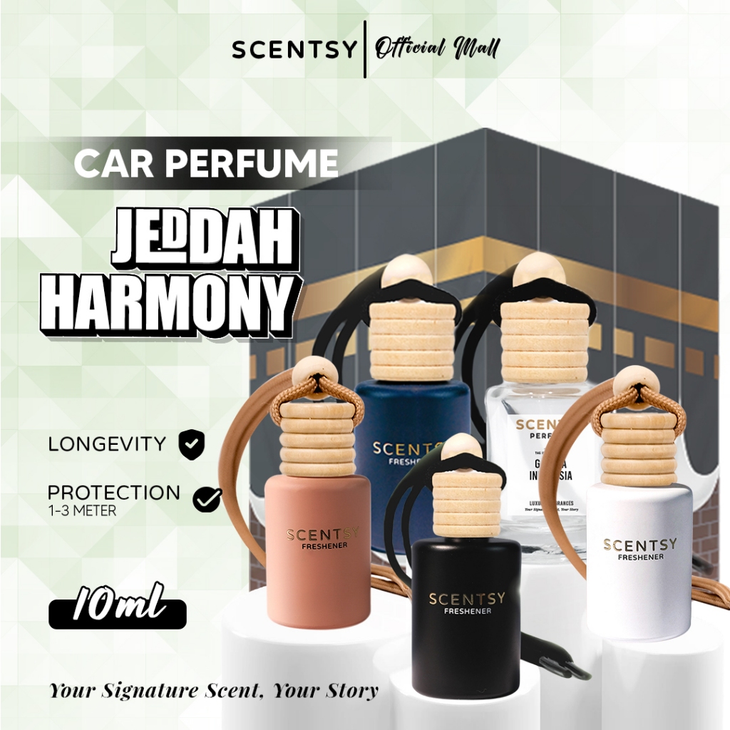 SCENTSY Parfum Mobil JEDDAH HARMONY Pengharum Anti Mual 10ml Pewangi Ruangan Kantor Toilet Kamar tidur Lemari Inspired by Fragrance Aroma Terapi Mewah Parfum Gantung Capit Jepit AC Aksesoris Mobil Harga 19,950 rupiah*Gratis Ongkir