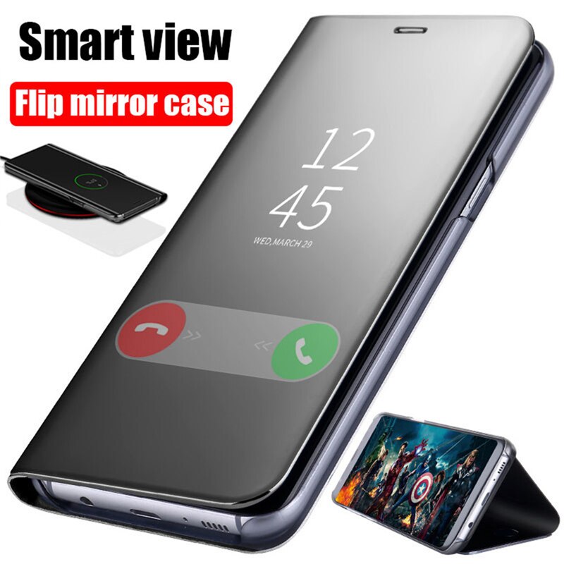 Tráng gương hiển thị thông minh Điện thoại nắp gập Bìa trường hợp đối với Oppo A83 F9 a7x A7 AX7 A5S A9 a1k K3 F11 Pro Realme 2 3 Pro C1 C2 x Lite RENO Z 10x