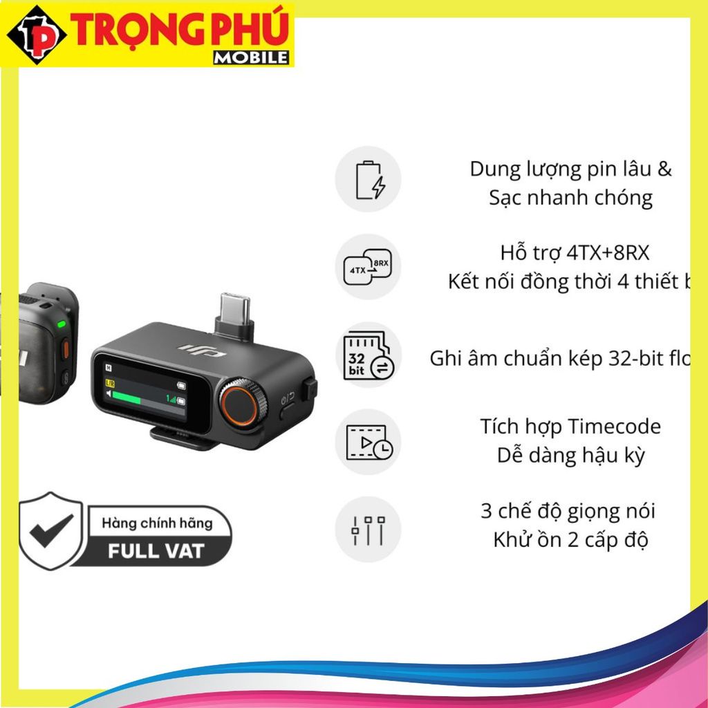 Micro thu âm DJI Mic 3 (1 TX + 1 RX) 1 mic + 1 đầu nhận + phụ kiện - Online