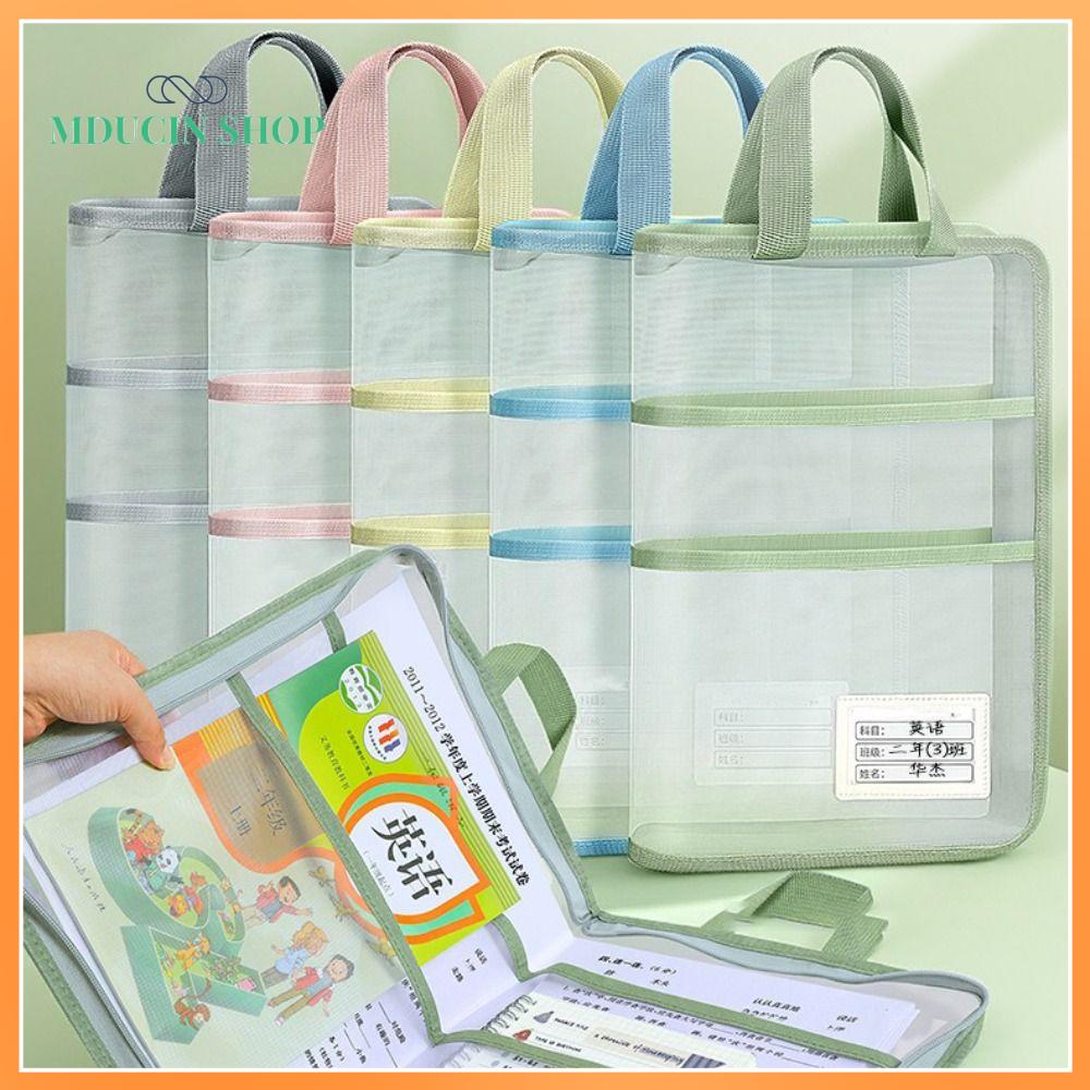 MDUCIN SHOP Hình chữ L Túi hồ sơ Phong cách ngang Dung lượng lớn Túi lưới có khóa  Tổ chức văn phòng phẩm Chống thấm nước Túi đựng tài liệu Đồ dùng học tập