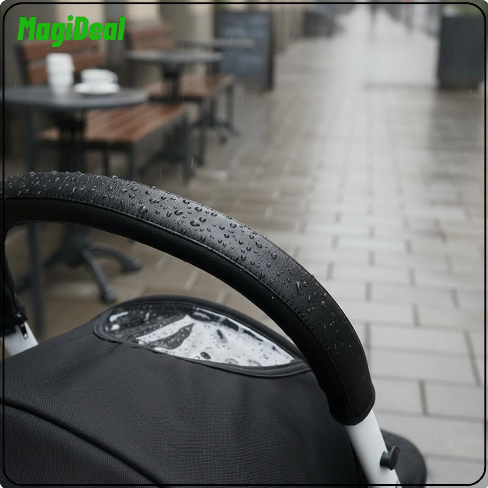 MagiDeal Zipper Closure PU Leather Stroller Handle Sleeve Easy to Install Stroller Armrest Cover ราคา 206 บาท*ส่งฟรี